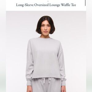 Abercrombie Soft A&F Collection Gray Long-Sleeve Oversized Lounge Waffle Tee S/M